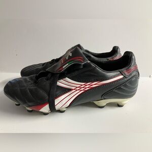 Diadora LX K Women’s Cleats, Size 8.5, Lace Ups, Black/White/Red